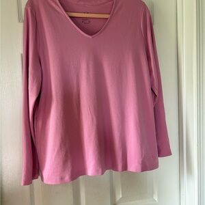 Isaac Mizrahi Rose Long Sleeve V-Neck Top